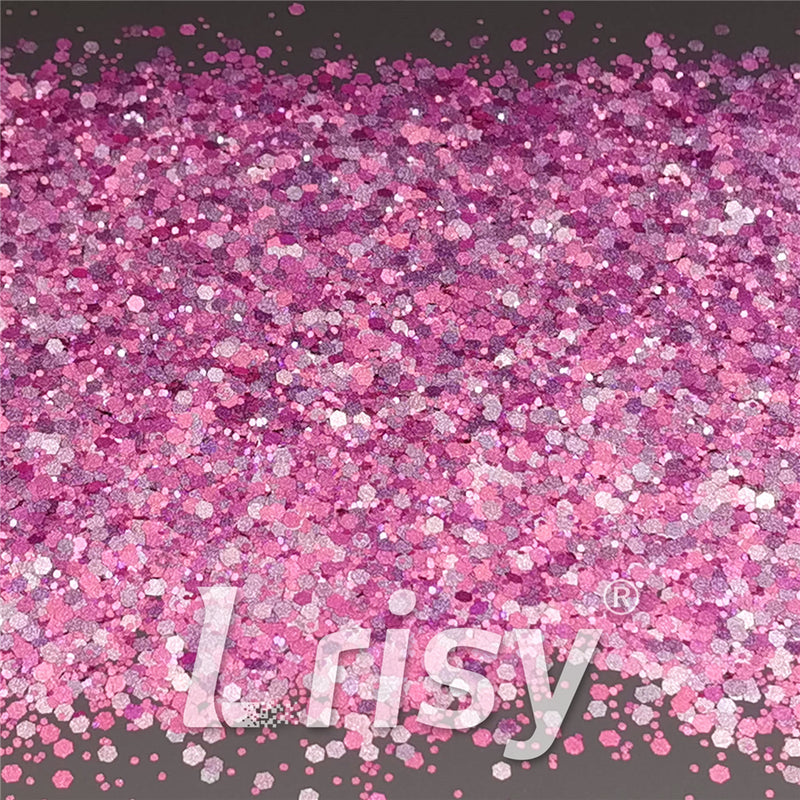 Mixed Glow In The Dark (Reflect Light At Night) Rose Red To Pink Glitter FC-FG912
