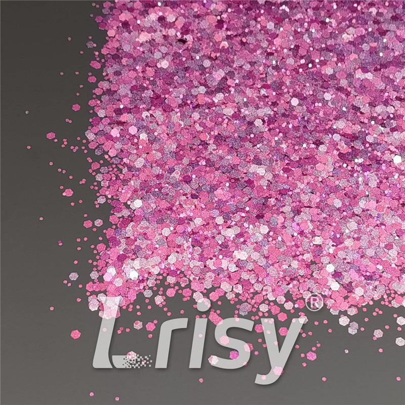 Mixed Glow In The Dark (Reflect Light At Night) Rose Red To Pink Glitter FC-FG912