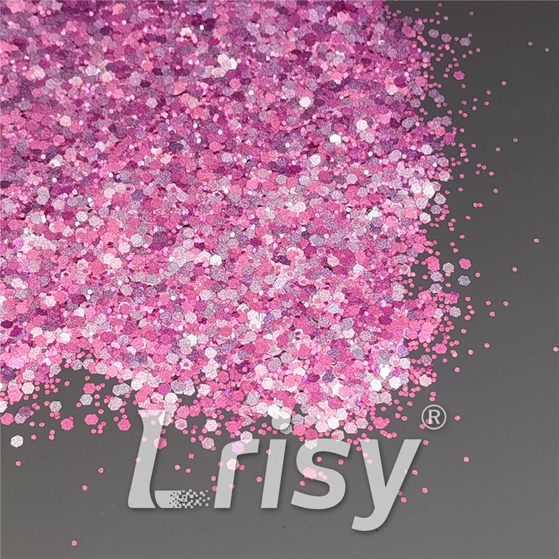 Mixed Glow In The Dark (Reflect Light At Night) Rose Red To Pink Glitter FC-FG912