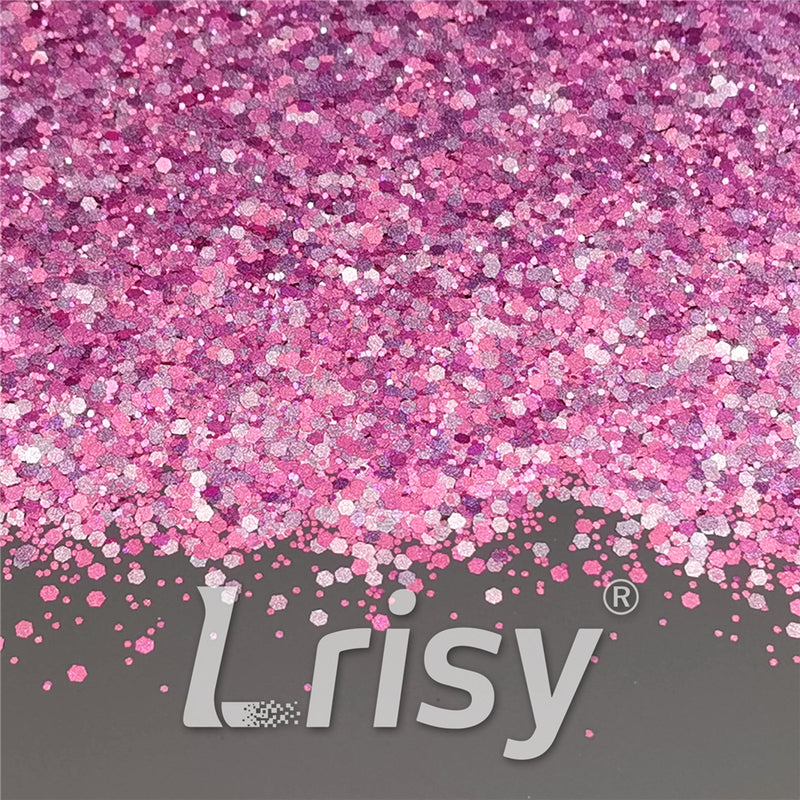 Mixed Glow In The Dark (Reflect Light At Night) Rose Red To Pink Glitter FC-FG912