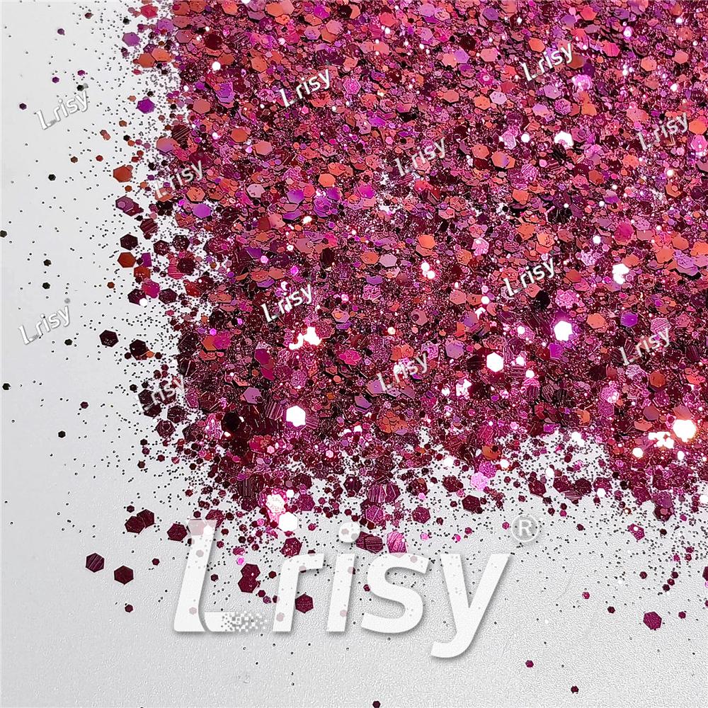 General Mixed Rose Red To Pruple Iridescent Glitter FC-E8061