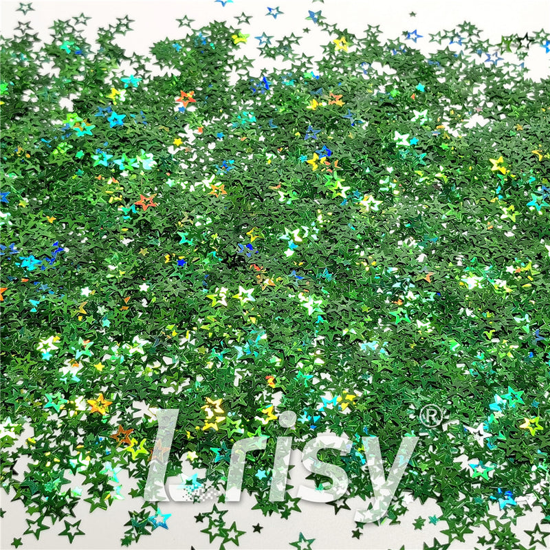 6mm Holographic Green Hollow Out Star Shaped Glitter LB0600