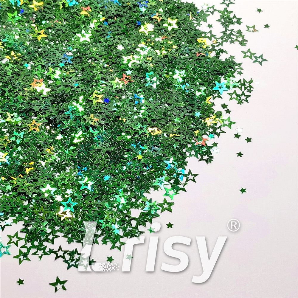 6mm Holographic Green Hollow Out Star Shaped Glitter LB0600