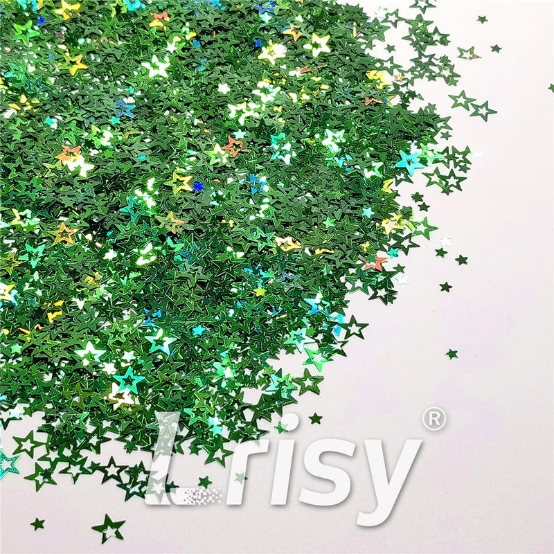 6mm Holographic Green Hollow Out Star Shaped Glitter LB0600