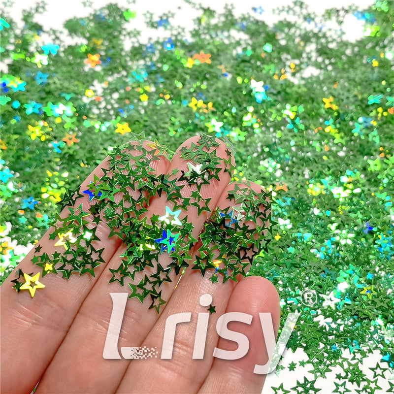 6mm Holographic Green Hollow Out Star Shaped Glitter LB0600