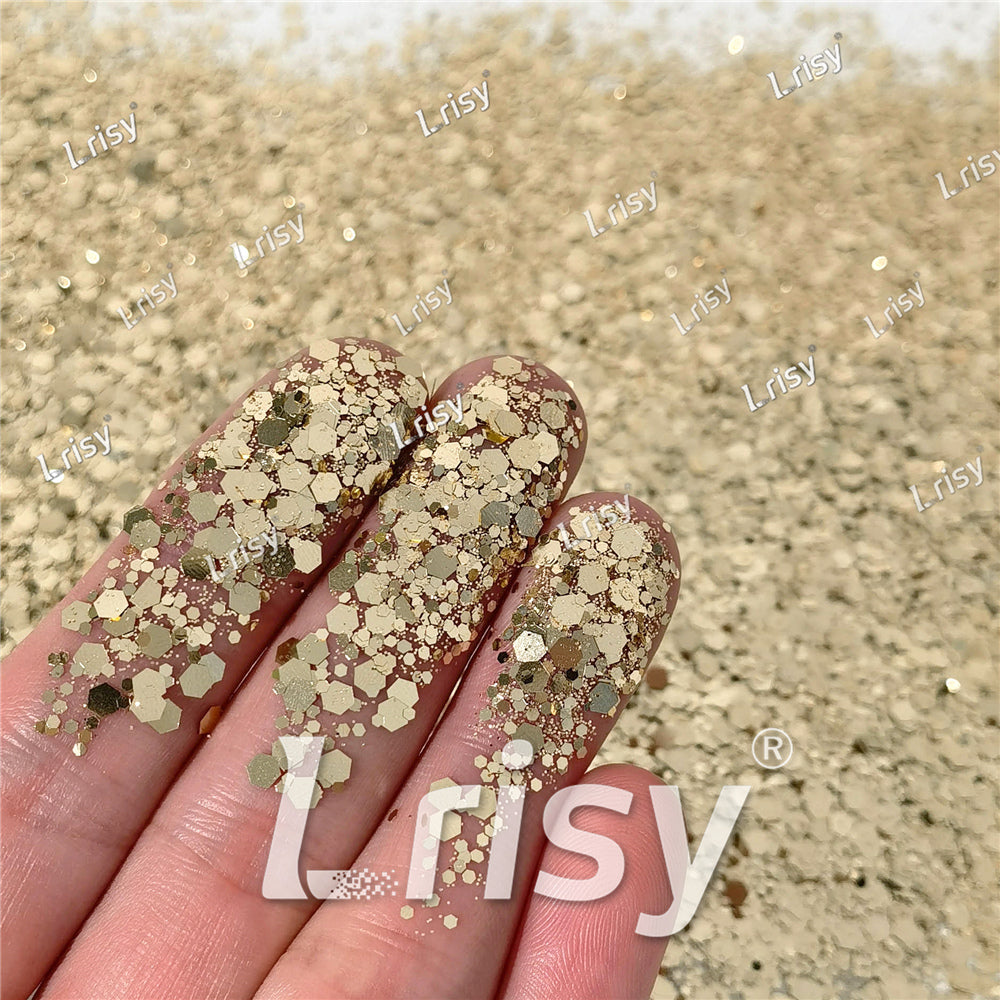 General Mixed Champagne Gold Glitter Pure Color B0212