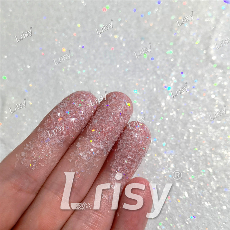 Translucent Holographic White Confetti Glitter Flakes Shards LB01100 2x2
