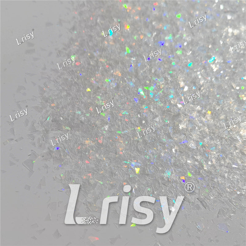 Translucent Holographic White Confetti Glitter Flakes Shards LB01100 4x4