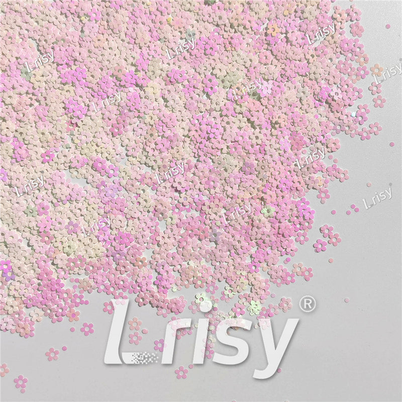 4mm Hollow Out Plum Flower Shaped Iridescent Violet Glitter C003R