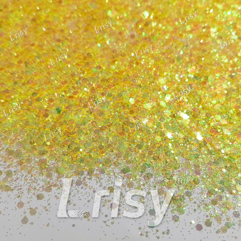 Mixed Pale Yellow Iridescent Solvent Resistant Glitter S500AR