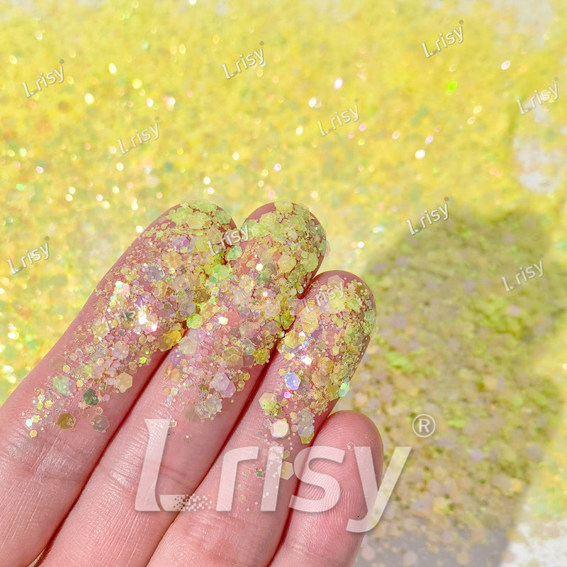 Mixed Pale Yellow Iridescent Solvent Resistant Glitter S500AR