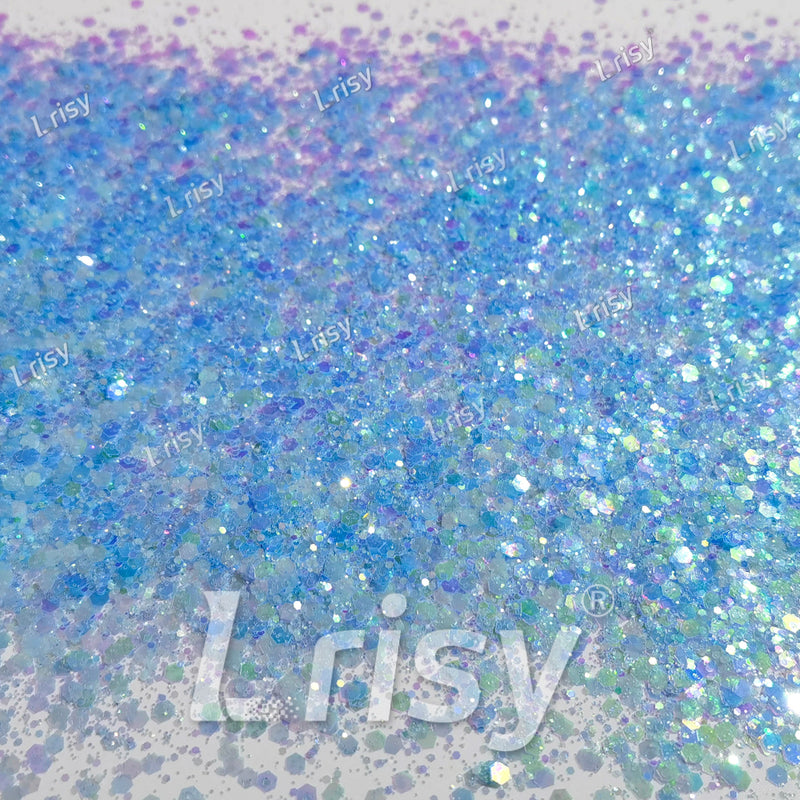 Mixed Sky Blue Iridescent Solvent Resistant Glitter S505R