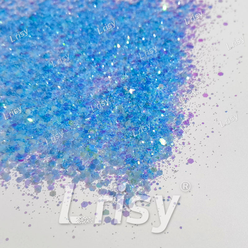 Mixed Sky Blue Iridescent Solvent Resistant Glitter S505R