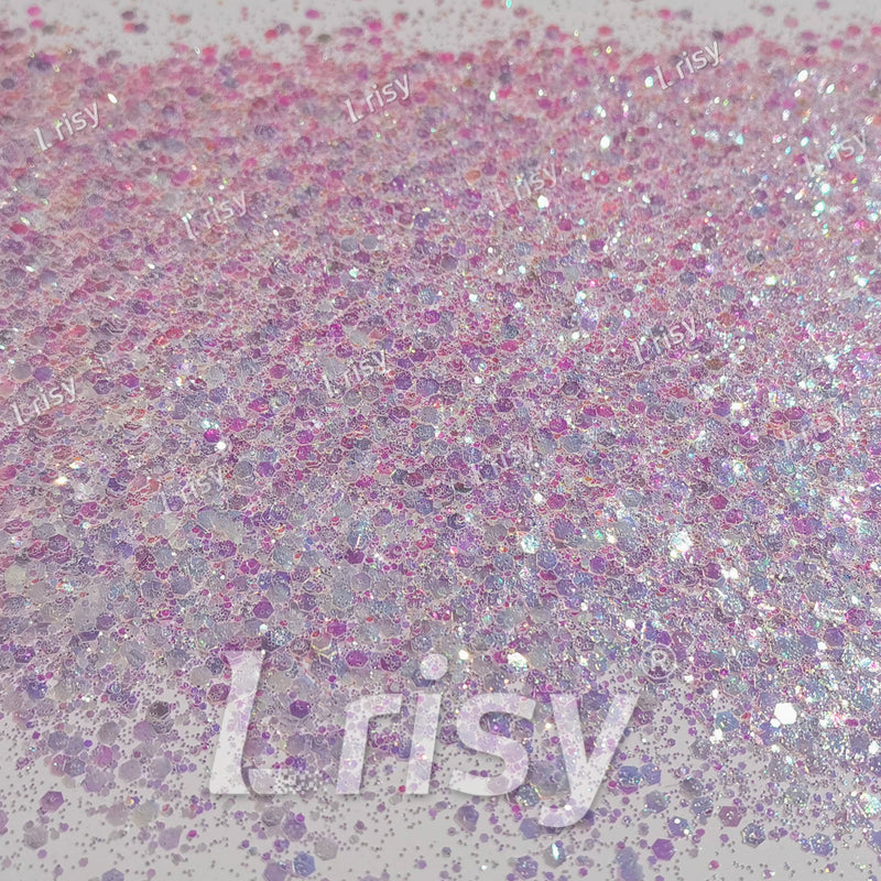 Mixed Dream Pink And White Iridescent Solvent Resistant Glitter S321A