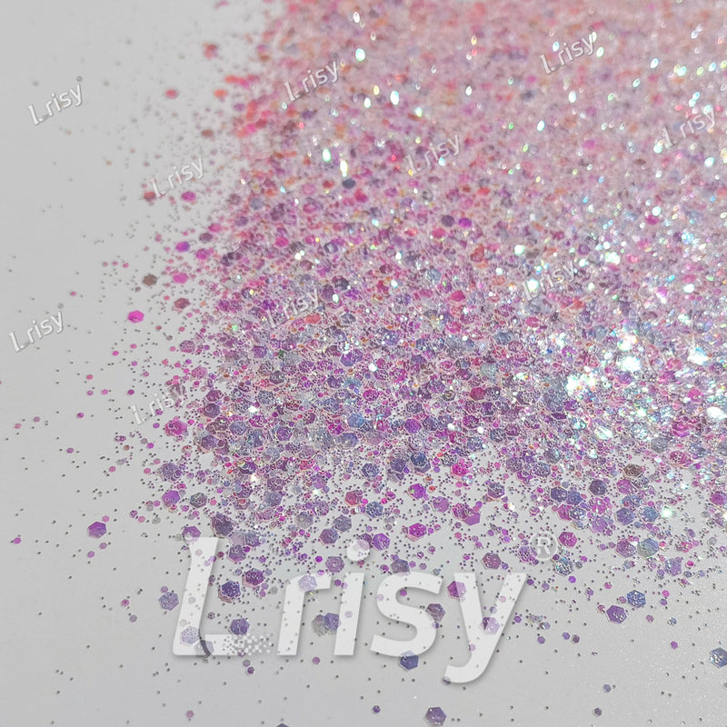 Mixed Dream Pink And White Iridescent Solvent Resistant Glitter S321A