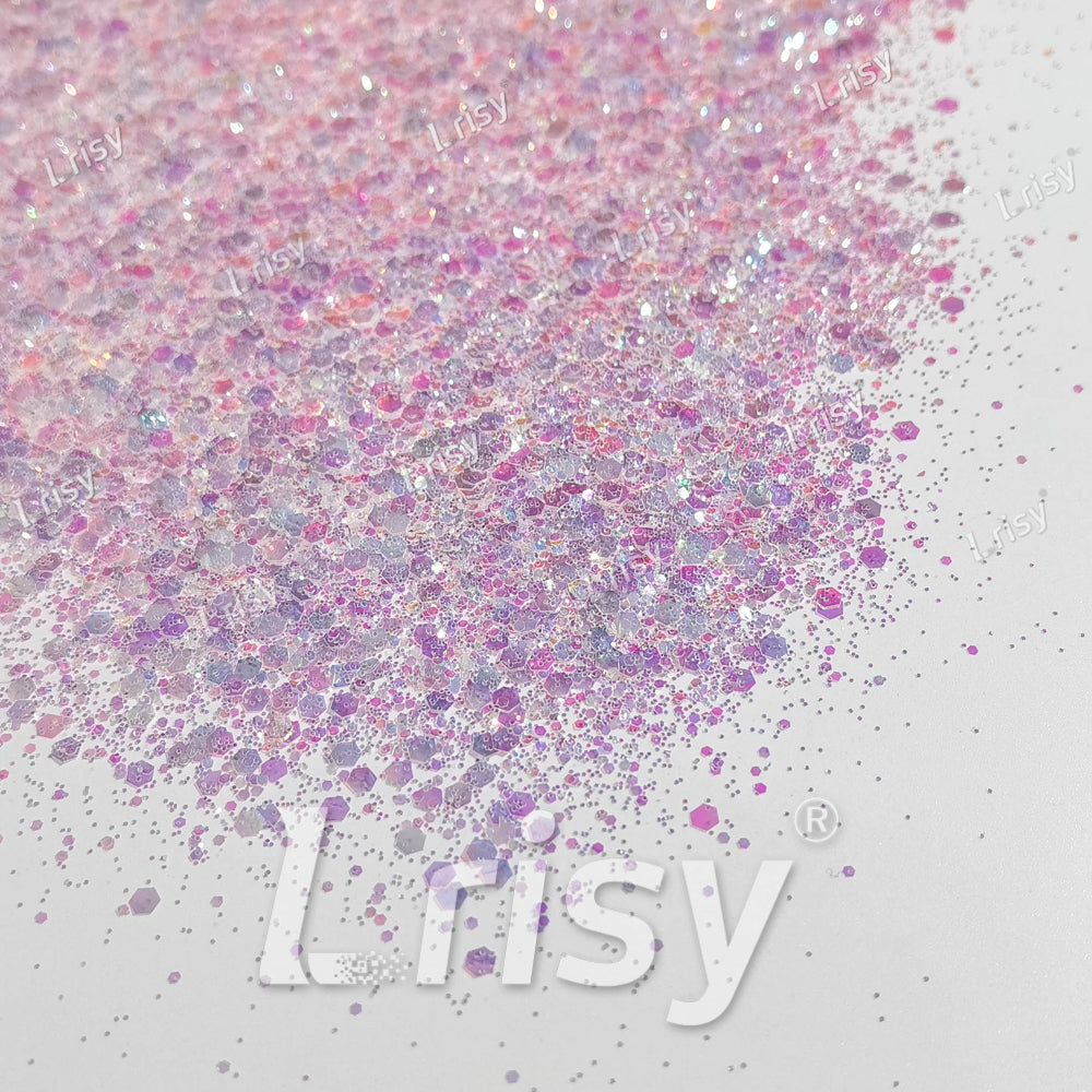 Mixed Dream Pink And White Iridescent Solvent Resistant Glitter S321A