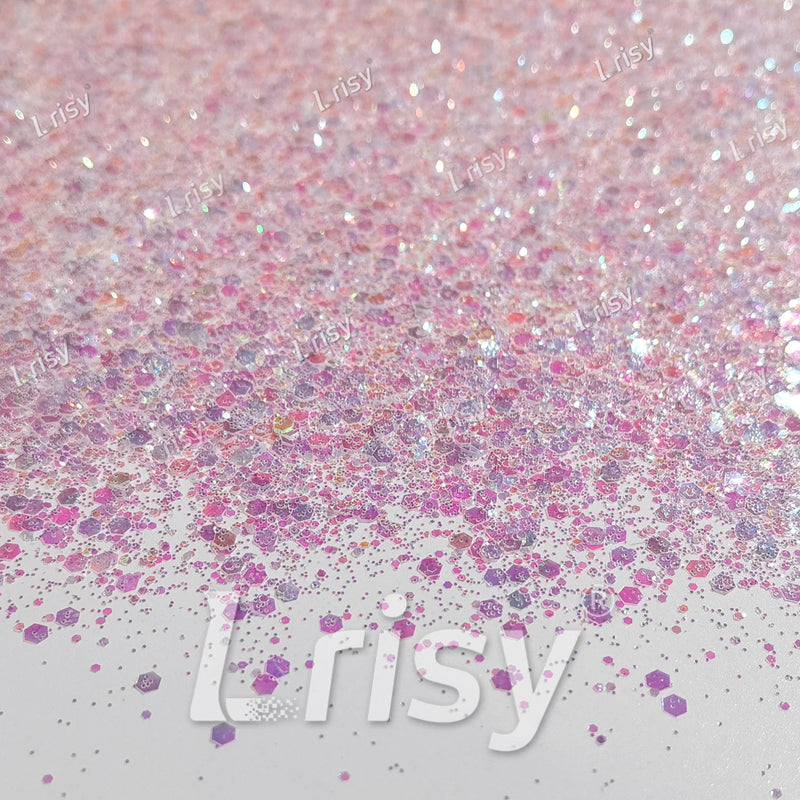 Mixed Dream Pink And White Iridescent Solvent Resistant Glitter S321A