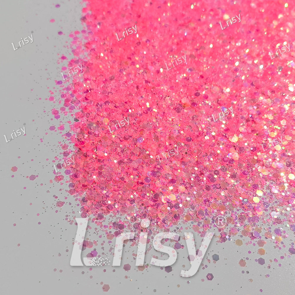 Mixed Pale Pink Iridescent Solvent Resistant Glitter S502R