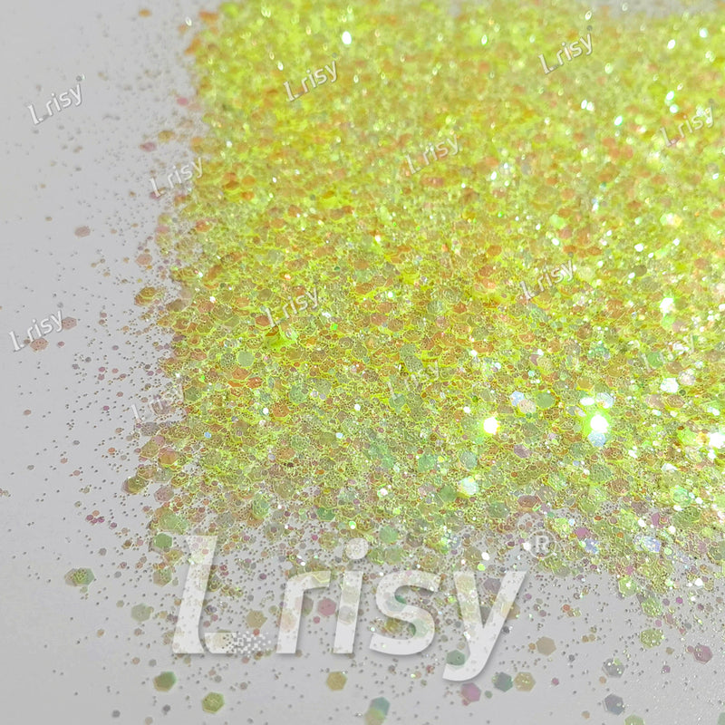 Mixed Pale Lemon Green Iridescent Solvent Resistant Glitter S500R