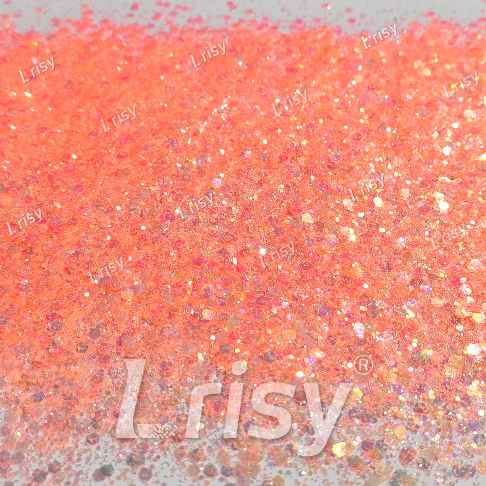 Mixed Bright Salmon Color Iridescent Solvent Resistant Glitter S506R