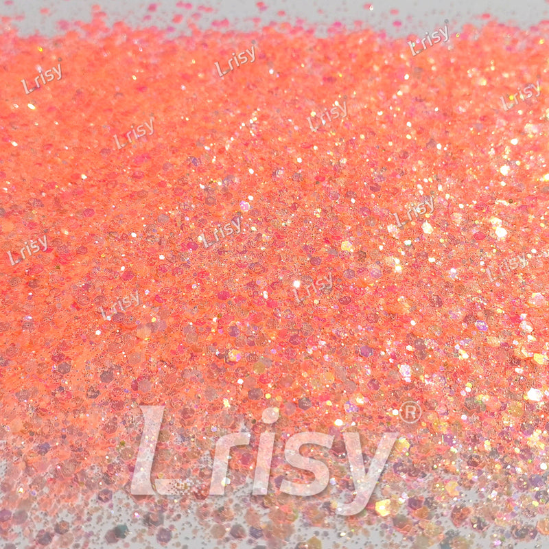 Mixed Bright Salmon Color Iridescent Solvent Resistant Glitter S506R
