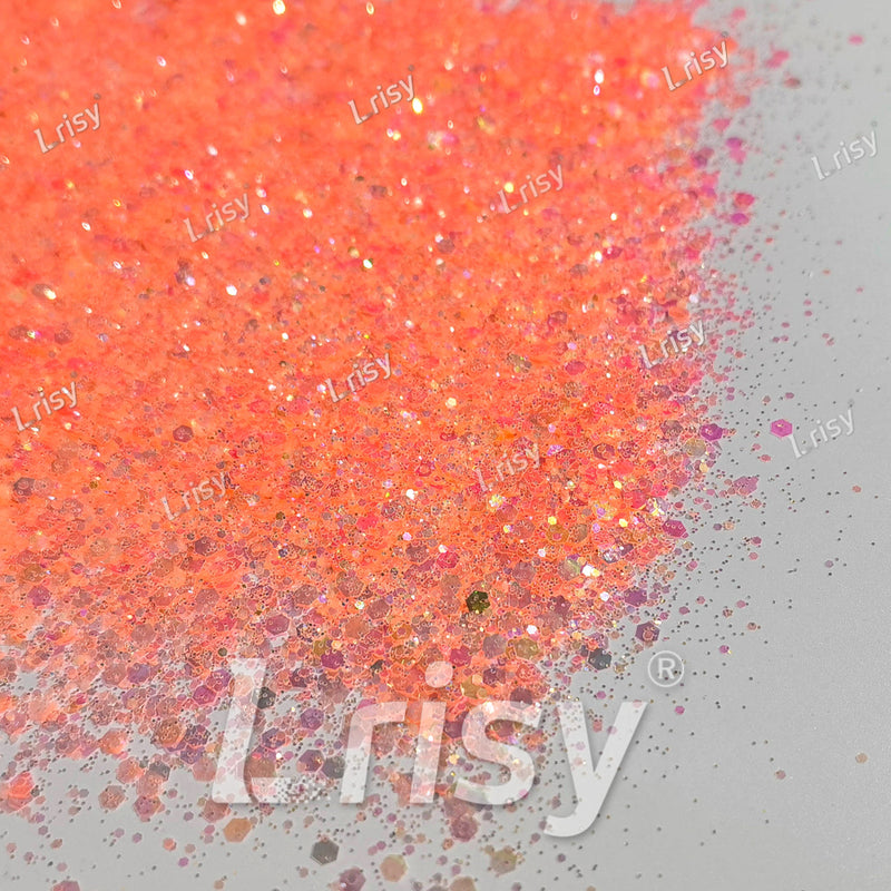 Mixed Bright Salmon Color Iridescent Solvent Resistant Glitter S506R