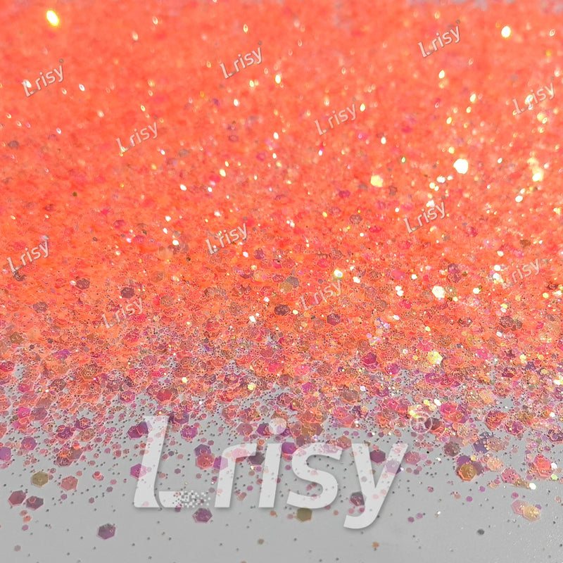 Mixed Bright Salmon Color Iridescent Solvent Resistant Glitter S506R