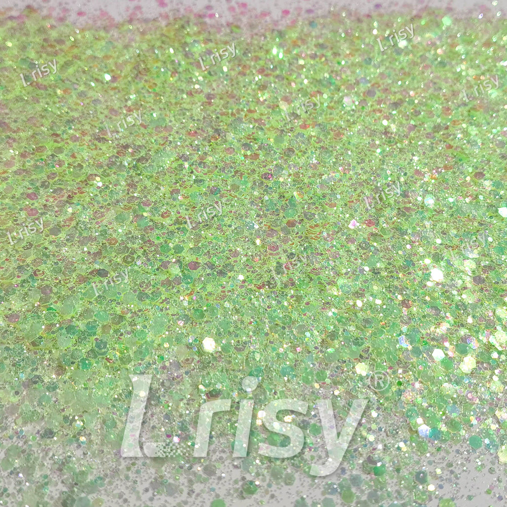 Mixed Pastel Green Iridescent Solvent Resistant Glitter S501R