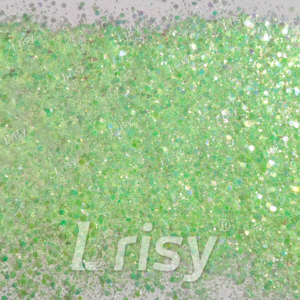 Mixed Pastel Green Iridescent Solvent Resistant Glitter S501R