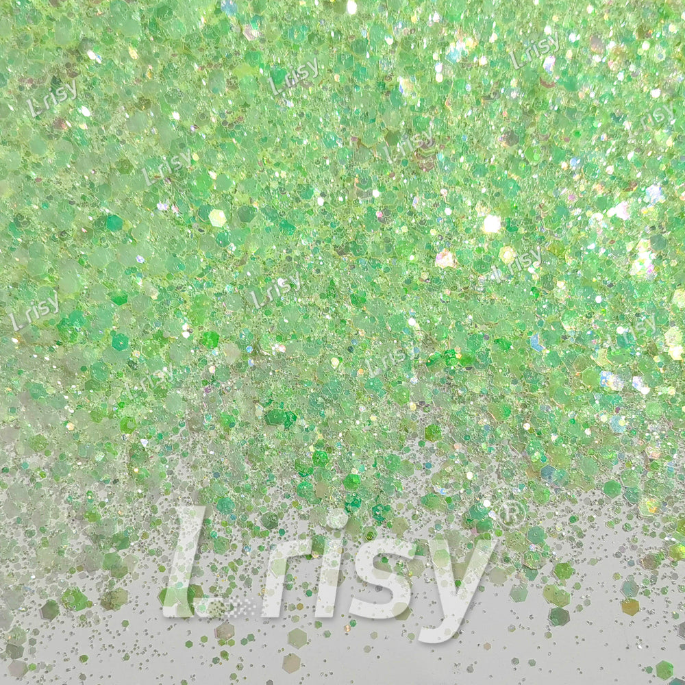 Mixed Pastel Green Iridescent Solvent Resistant Glitter S501R
