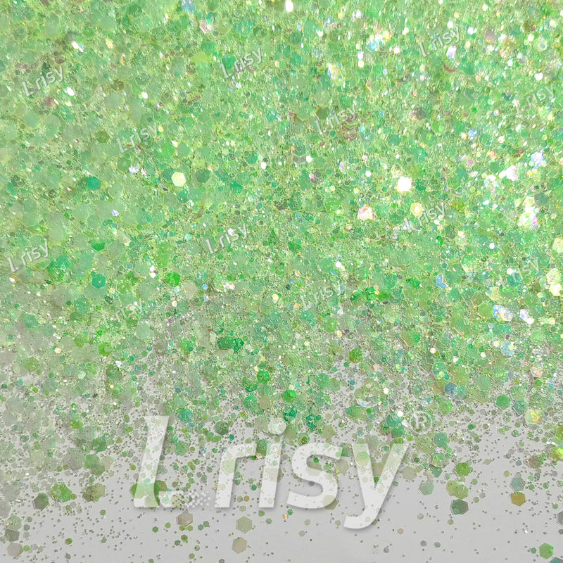 Mixed Pastel Green Iridescent Solvent Resistant Glitter S501R