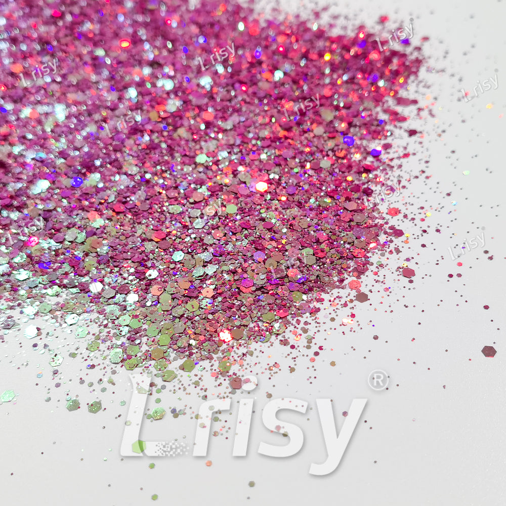 General Mixed Rose Red To Green Color Shift Solvent Resistant Glitter S-BSL207