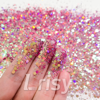 General Mixed Rose Red To Green Color Shift Solvent Resistant Glitter S-BSL207
