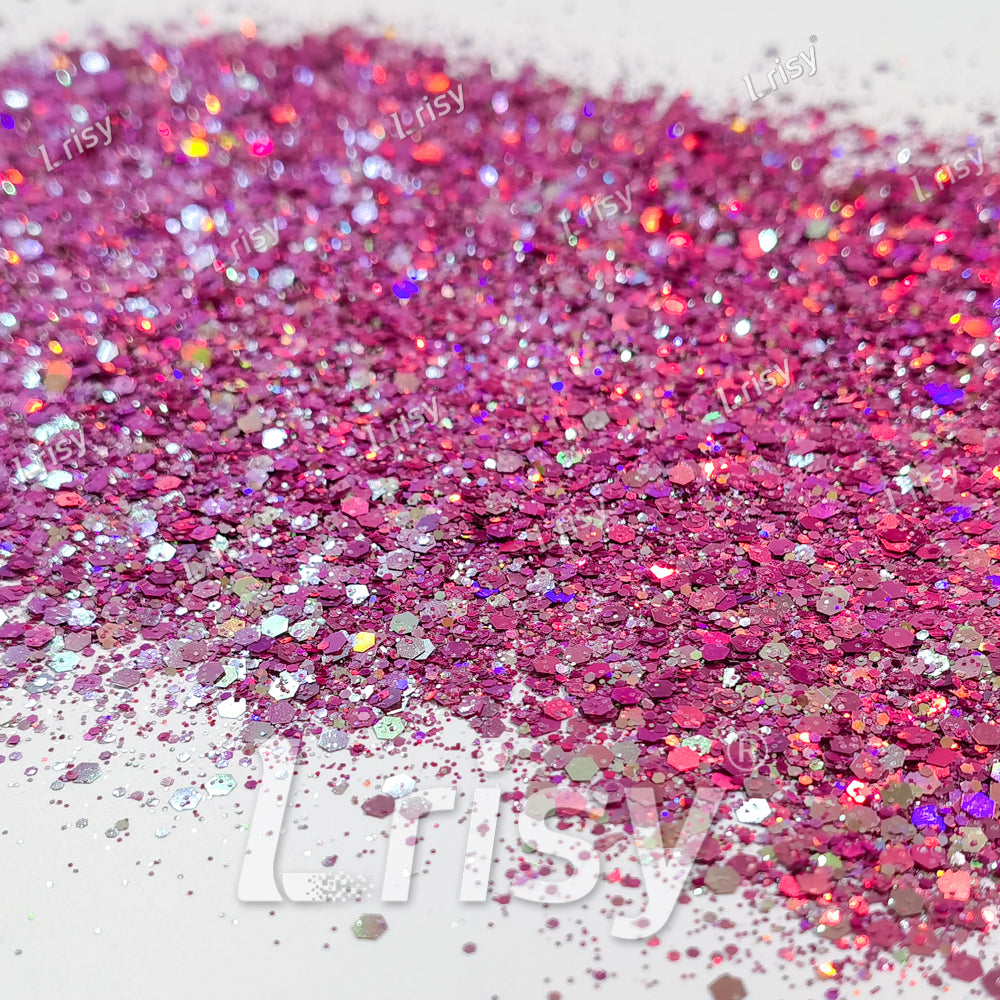 General Mixed Rose Red To Green Color Shift Solvent Resistant Glitter S-BSL207