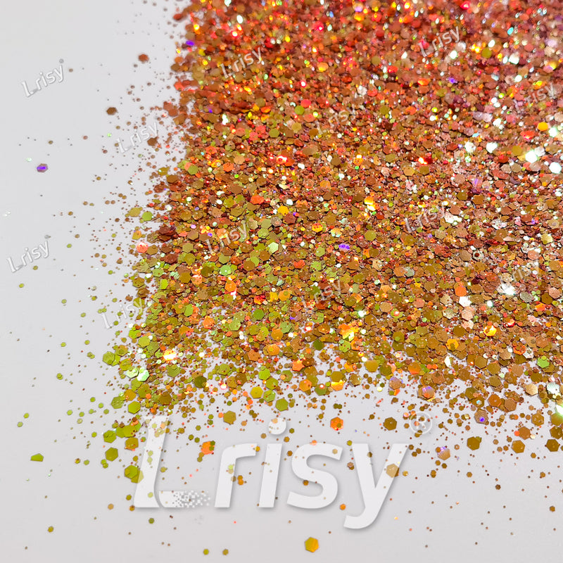 General Mixed Orange To Green Color Shift Solvent Resistant Glitter S-BSL203