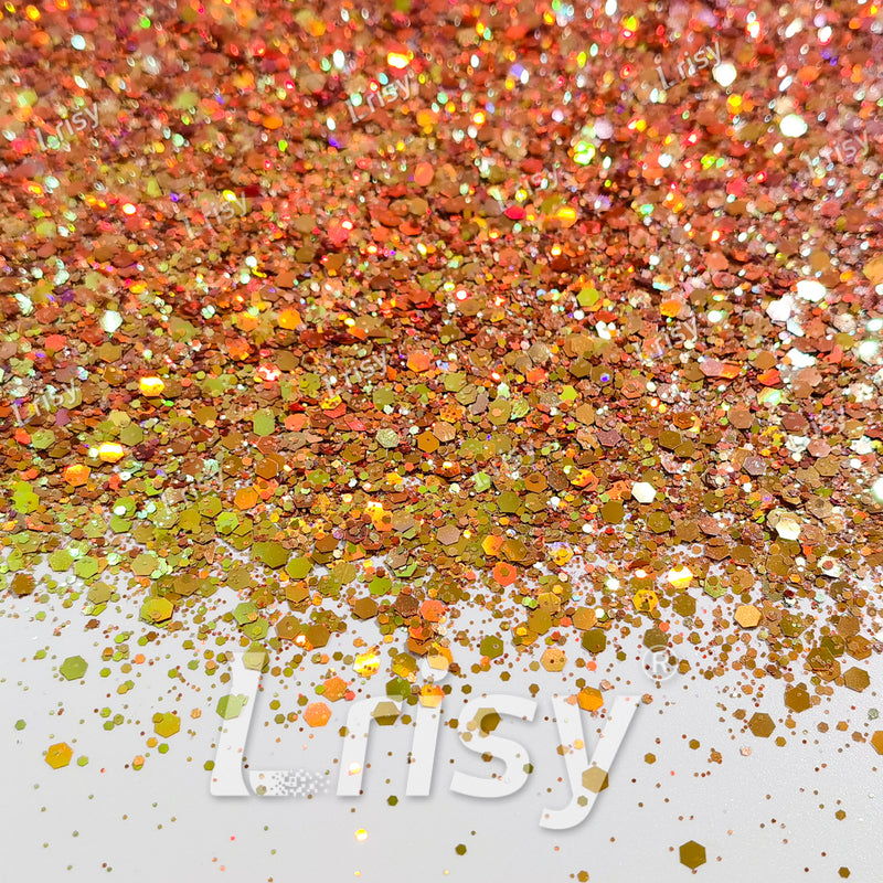 General Mixed Orange To Green Color Shift Solvent Resistant Glitter S-BSL203