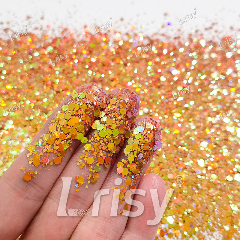 General Mixed Orange To Green Color Shift Solvent Resistant Glitter S-BSL203
