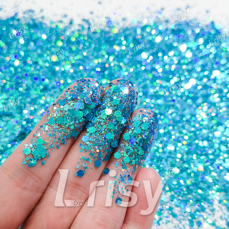 General Mixed Sea Blue To Green Shift Solvent Resistant Glitter S-BSL205
