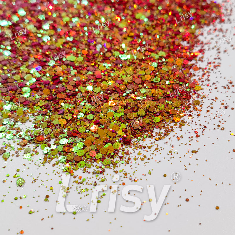 General Mixed Jacinth To Green Color Shift Solvent Resistant Glitter S-BSL202