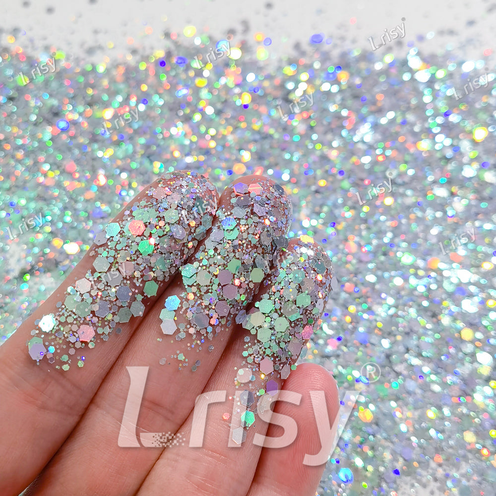 General Mixed Silver To Green Color Shift Solvent Resistant Glitter S-BSL201