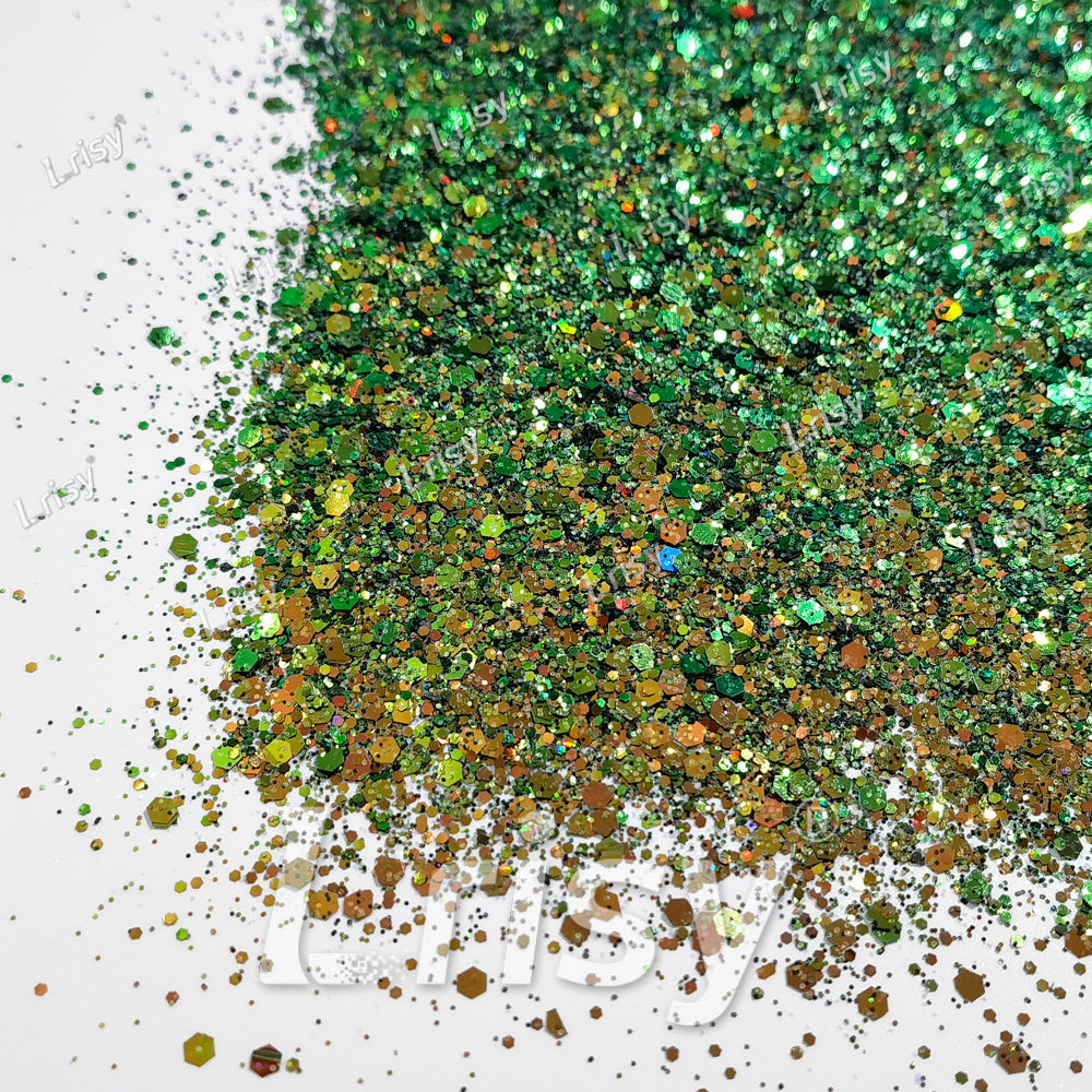 General Mixed Forest Green To Brown Color Shift Solvent Resistant Glitter S-BSL208