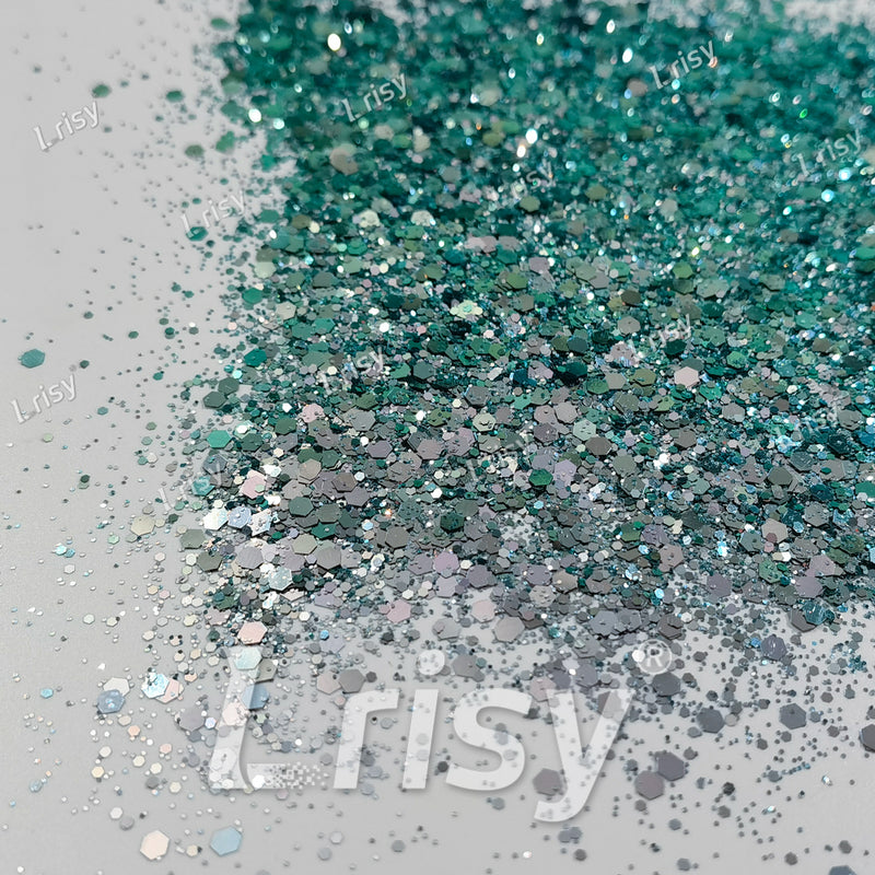 Silver To Jungle Green Chameleon Mixed Color Shift Glitter C-BSX013