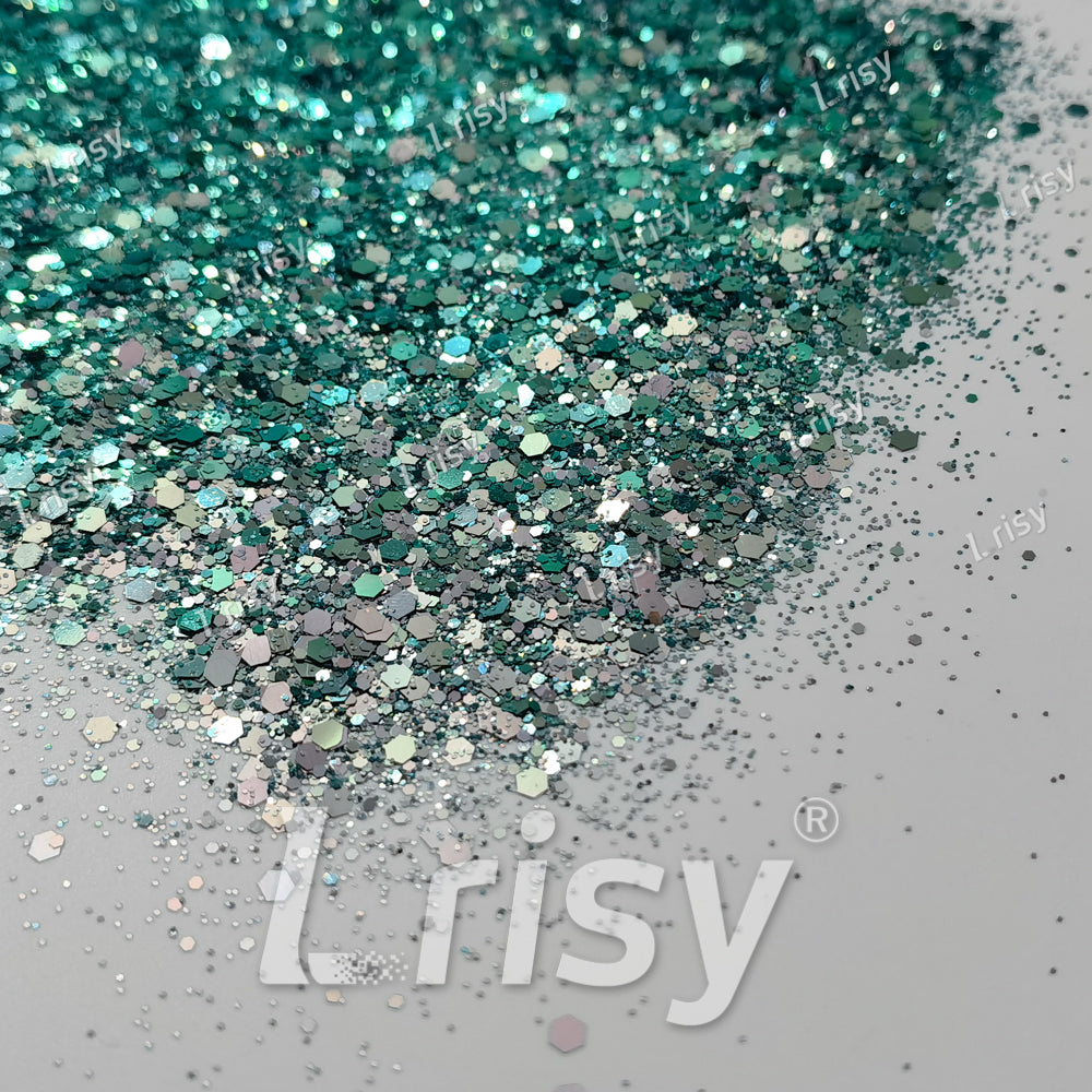 Silver To Jungle Green Chameleon Mixed Color Shift Glitter C-BSX013