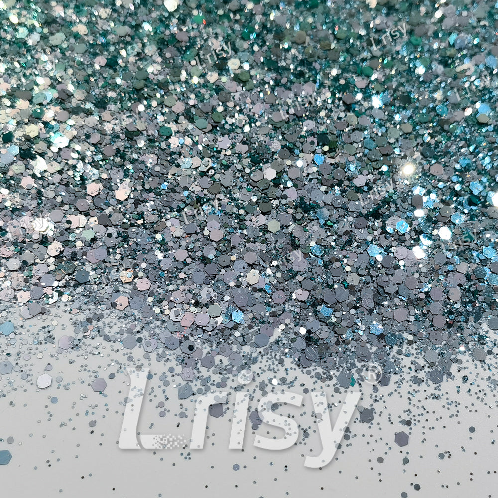 Silver To Jungle Green Chameleon Mixed Color Shift Glitter C-BSX013