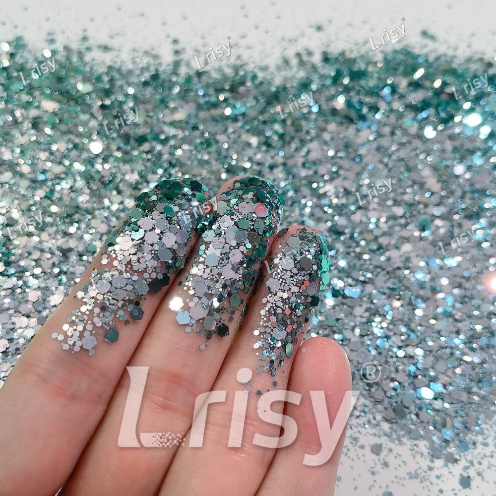 Silver To Jungle Green Chameleon Mixed Color Shift Glitter C-BSX013