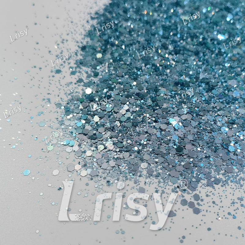 Silver To Sky Blue Chameleon Mixed Color Shift Glitter C-BSX009