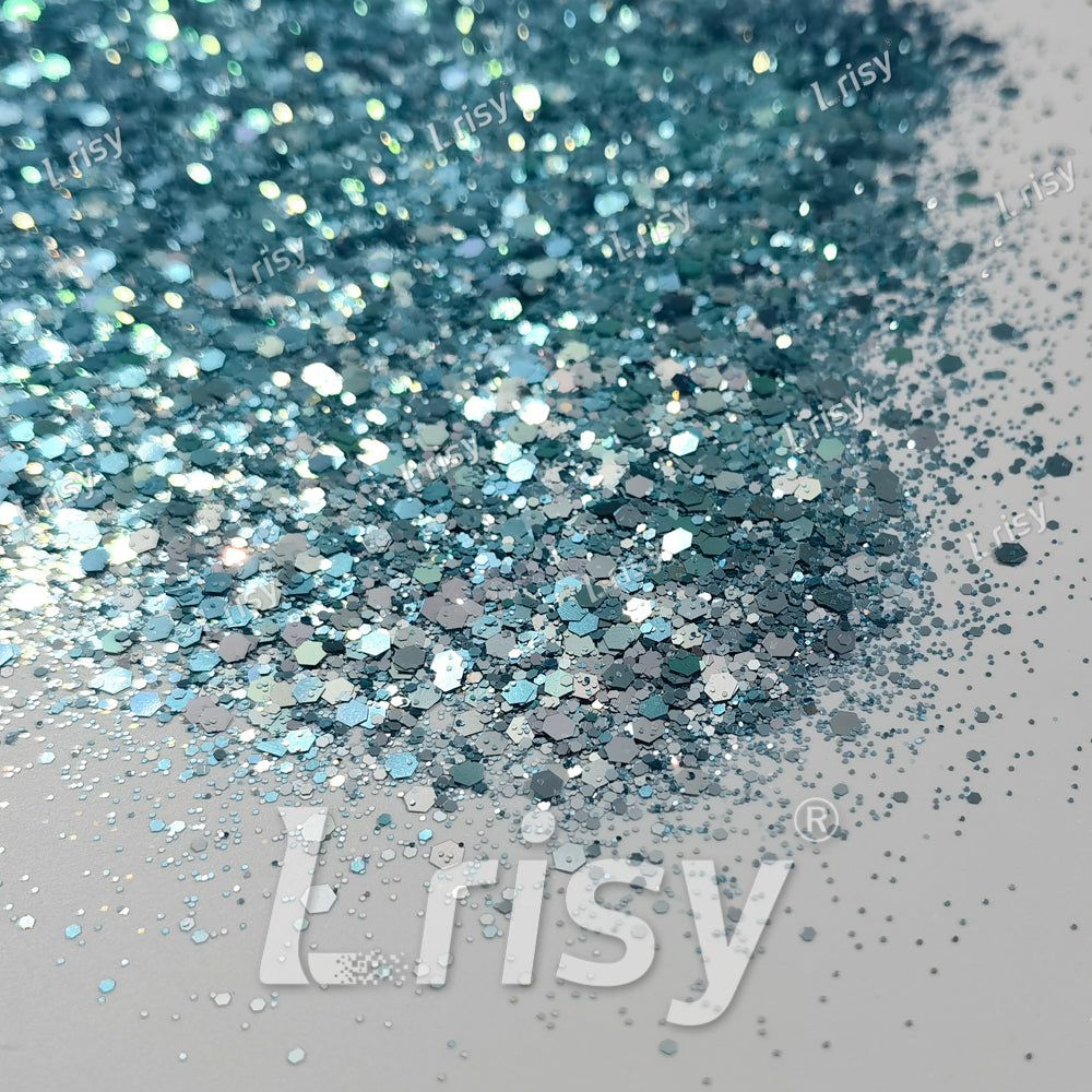 Silver To Sky Blue Chameleon Mixed Color Shift Glitter C-BSX009
