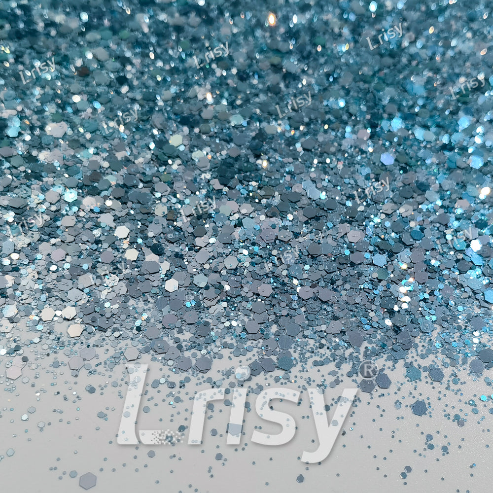 Silver To Sky Blue Chameleon Mixed Color Shift Glitter C-BSX009