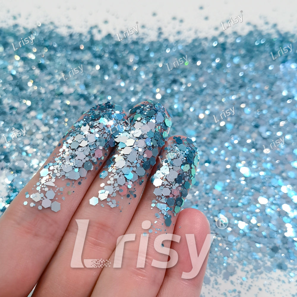 Silver To Sky Blue Chameleon Mixed Color Shift Glitter C-BSX009