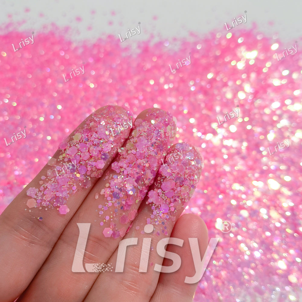 Mixed Rose Pink Iridescent Solvent Resistant Glitter S510R